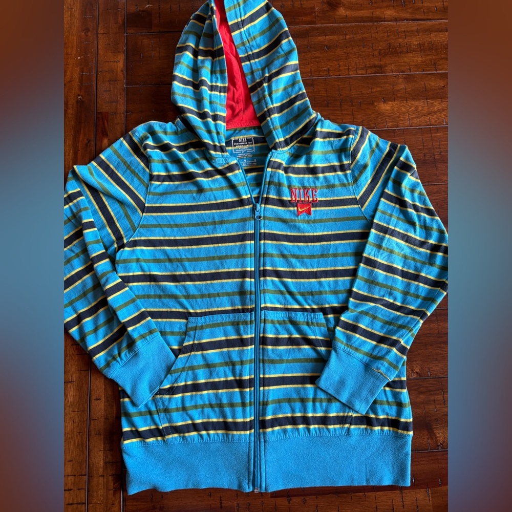 Nike - Blue & Yellow Striped Sweatshirt - Youth “12-13 Years” - XL - Very Soft!